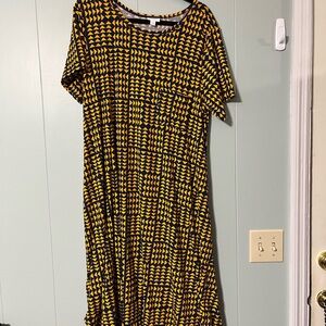 LuLaRoe Carly Blue and Yellow high low Dress